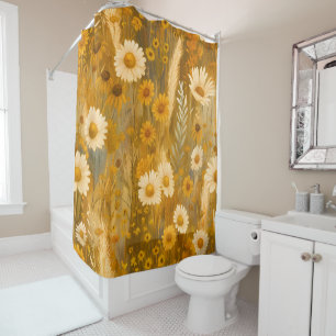 Rustic Wildflower Pattern Shower Curtain