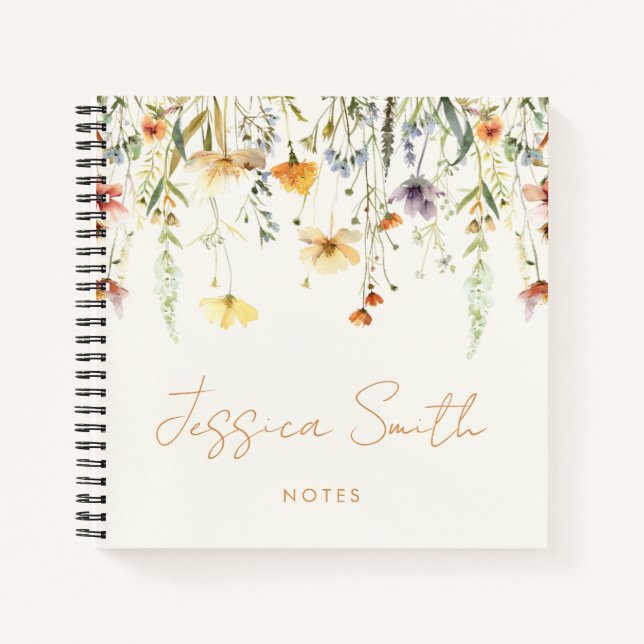 Rustic Wildflower Personalised Notebook (Front)
