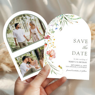 Rustic Wildflower Photo Collage Wedding Save The Date