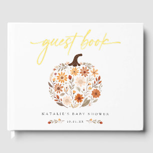 Rustic Wildflower Pumpkin Fall Baby Shower Guest Book