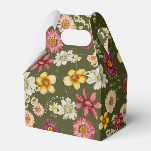 Rustic wildflower sage green baby shower favour box