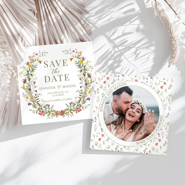 Rustic wildflower Save the Date photo invitation (Creator Uploaded)