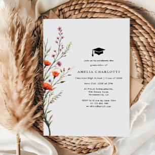 Rustic Wildflower Simple Graduation Party Invitation