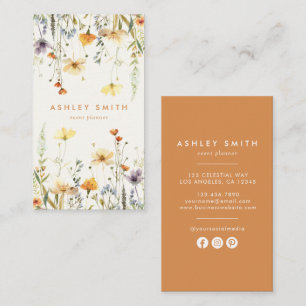 Rustic Wildflower Social Media Business Card