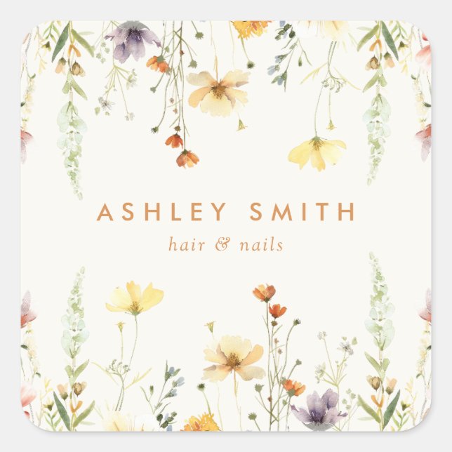 Rustic Wildflower Square Sticker (Front)