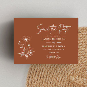 Rustic Wildflower Terracotta Boho Photo Wedding Save The Date