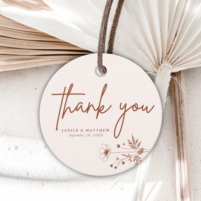 Rustic Wildflower Terracotta Boho Wedding Favour Tags (Creator Uploaded)