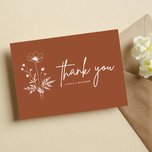 Rustic Wildflower Terracotta Boho Wedding Postcard
