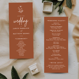 Rustic Wildflower Terracotta Boho Wedding Program