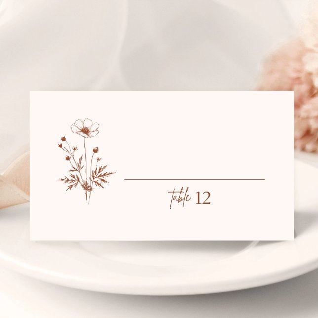 Rustic Wildflower Terracotta Wedding Place Card (Creator Uploaded)