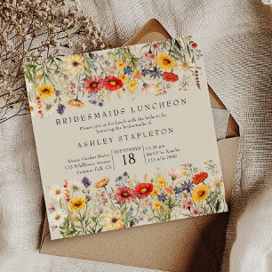 Rustic Wildflower Warm Floral Bridesmaids Luncheon Invitation