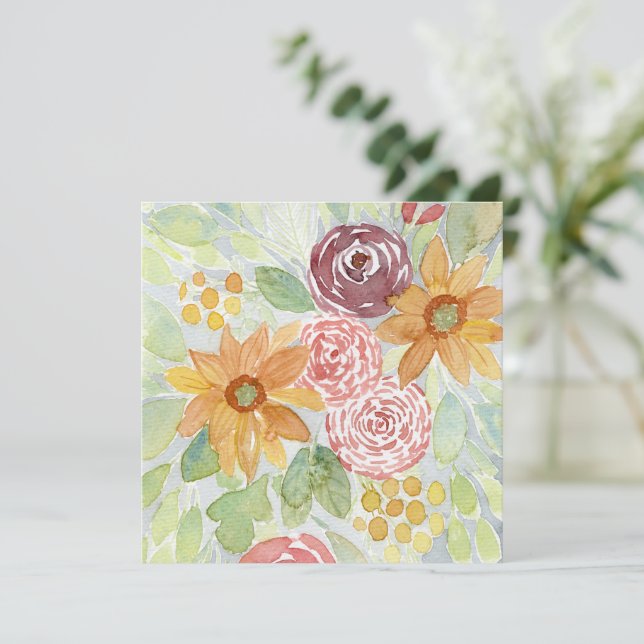 Rustic Wildflower Watercolor Card (Standing Front)
