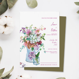 Rustic Wildflower Watercolor Floral Wedding Invitation
