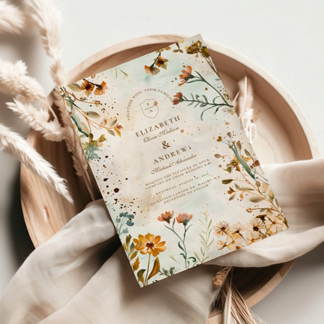 Rustic Wildflower Watercolor Wedding Invitation (Creator Uploaded)