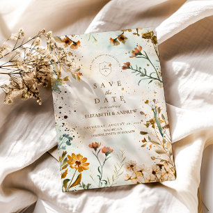 Rustic Wildflower Watercolor Wedding Save The Date