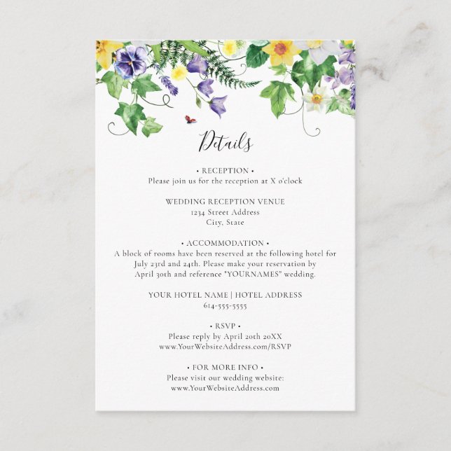 Rustic Wildflower Wedding Enclosure Card (Front)