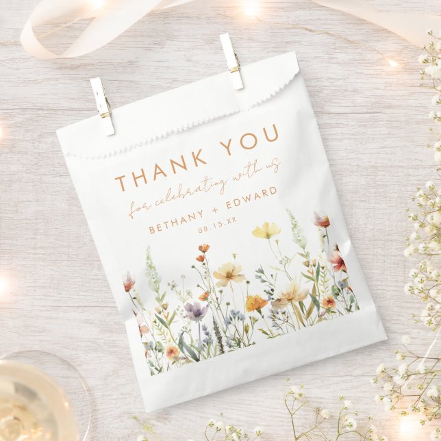 Rustic Wildflower Wedding Favour Bag (Clipped)