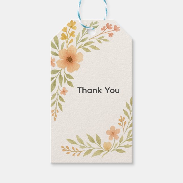 Rustic Wildflower Wedding Favour Tag (Front)