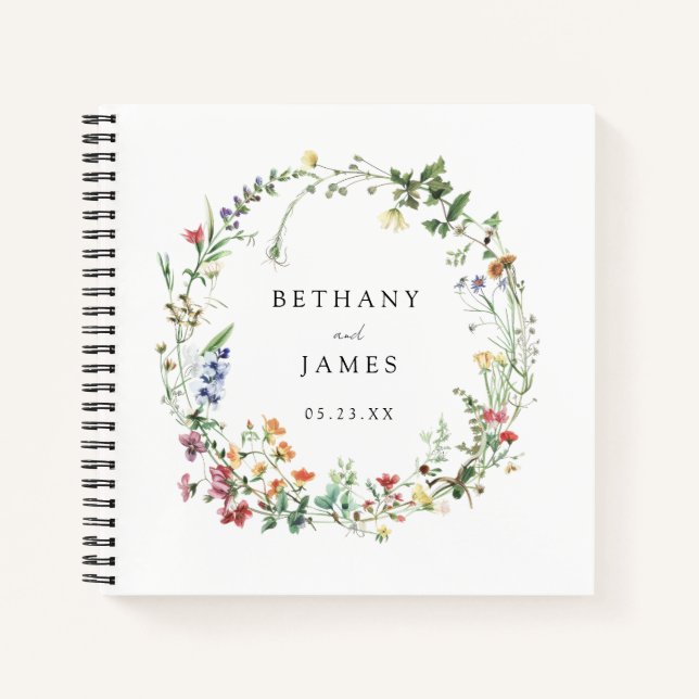 Rustic Wildflower Wedding Guest Book (Front)