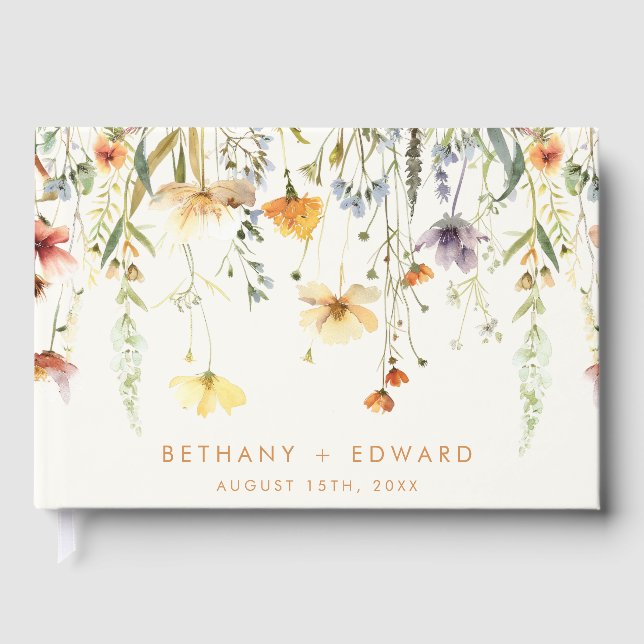Rustic Wildflower Wedding Guest Book (Front)