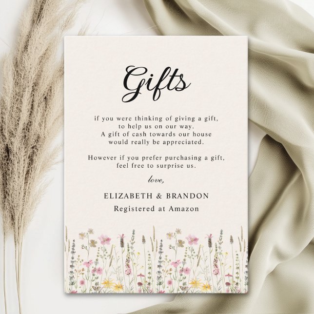 Rustic Wildflower Wedding in Beige Tones Enclosure Card (Creator Uploaded)