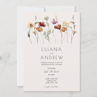 Rustic Wildflower Wedding Invitation