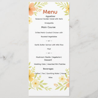 Rustic Wildflower Wedding Menu
