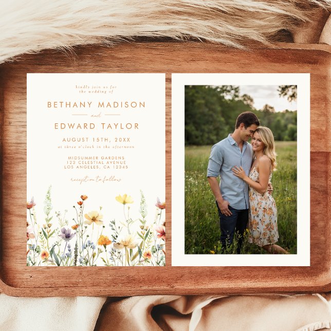 Rustic Wildflower Wedding Photo Invitation (Creator Uploaded)
