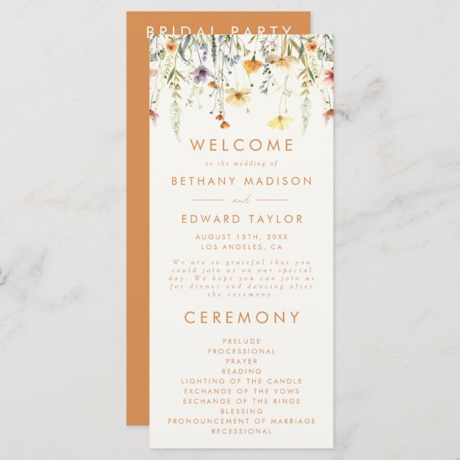 Rustic Wildflower Wedding Program (Front/Back)