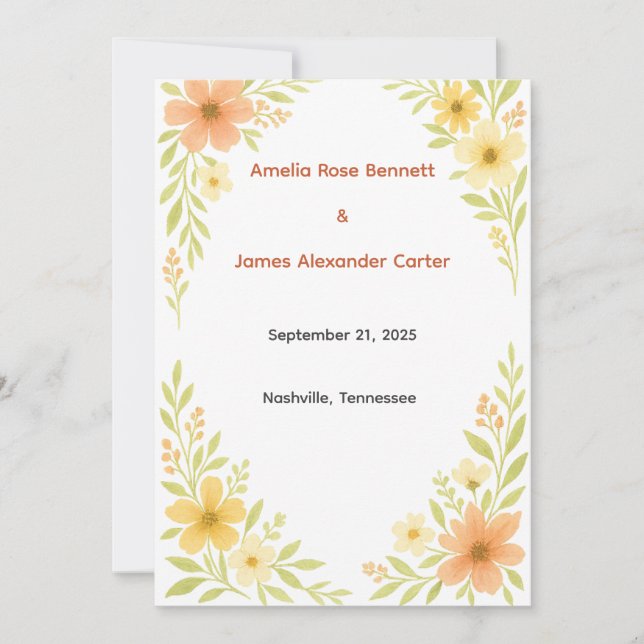 Rustic Wildflower Wedding Program (Front)