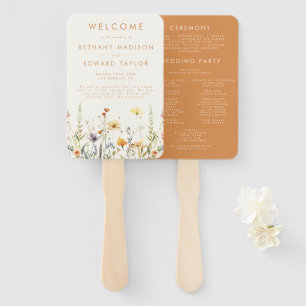 Rustic Wildflower Wedding Program Hand Fan