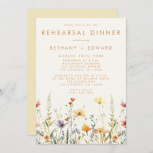 Rustic Wildflower Wedding Rehearsal Dinner Invitation