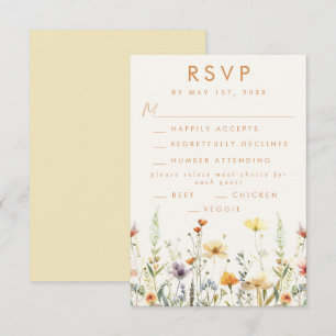 Rustic Wildflower Wedding RSVP Card