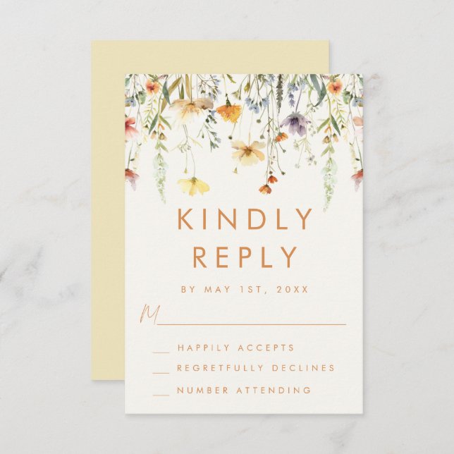 Rustic Wildflower Wedding RSVP Card (Front/Back)