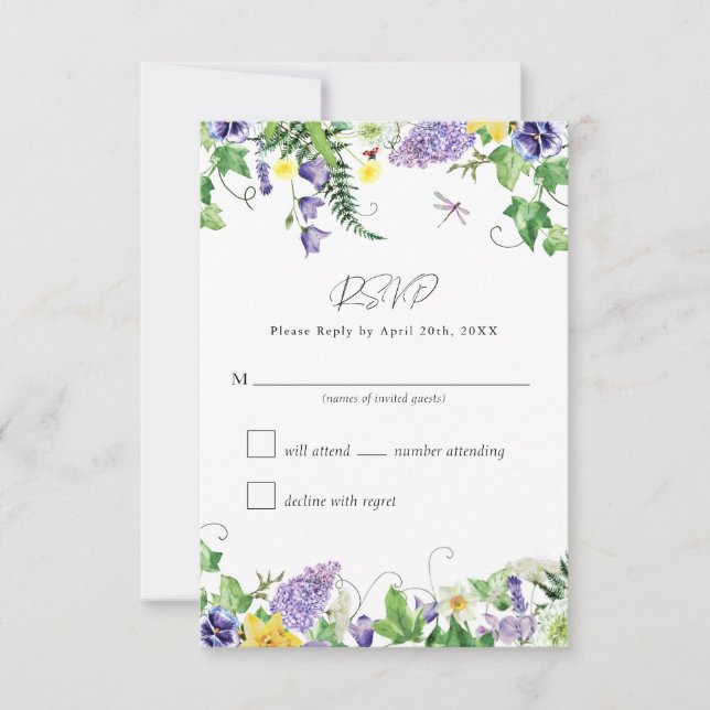 Rustic Wildflower Wedding RSVP Card (Front)