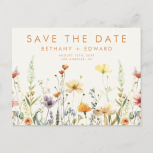 Rustic Wildflower Wedding Save the Date Postcard