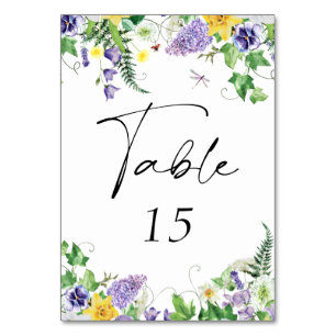 Rustic Wildflower Wedding Table Number