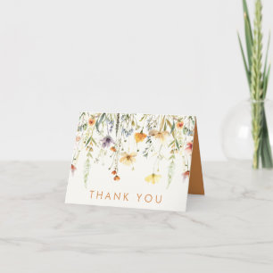 Rustic Wildflower Wedding Thank You Card