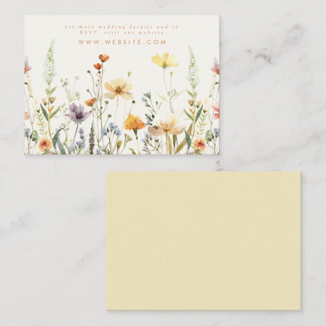 Rustic Wildflower Wedding Website Enclosure Card (Front/Back)