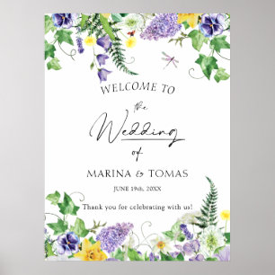 Rustic Wildflower Wedding Welcome Poster