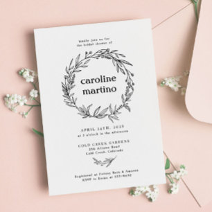 Rustic Wildflower Wreath Bridal Shower Invitation