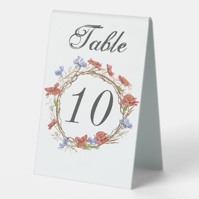 Rustic wildflower wreath table number table tent s (Back)