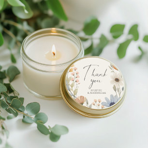 Rustic Wildflower Wreath Thank You Wedding Favour Classic Round Sticker