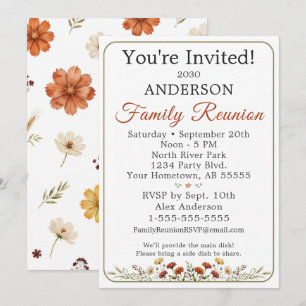 Rustic Wildflower You Are Invited Family Reunion Invitation