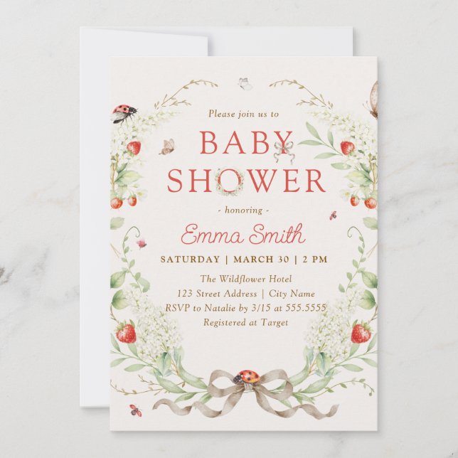 Rustic Wildflowers Baby Shower Invitation (Front)