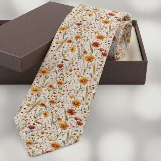 Rustic Wildflowers - Boho Fall Floral Pattern Tie (Creator Uploaded)