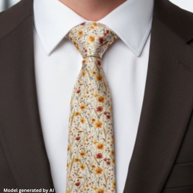 Rustic Wildflowers - Boho Fall Floral Pattern Tie (Creator Uploaded)