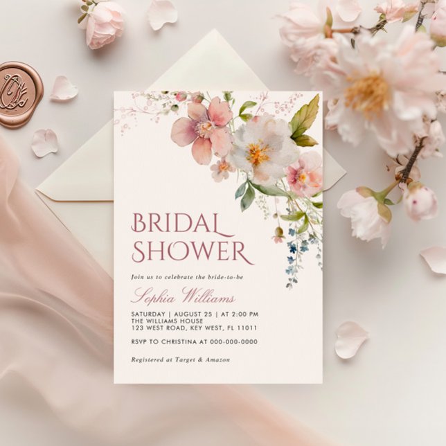 Rustic Wildflowers Bridal Shower Invitation (Creator Uploaded)