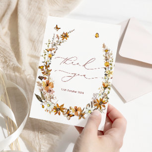 Rustic Wildflowers Bridal Shower Thank You Card