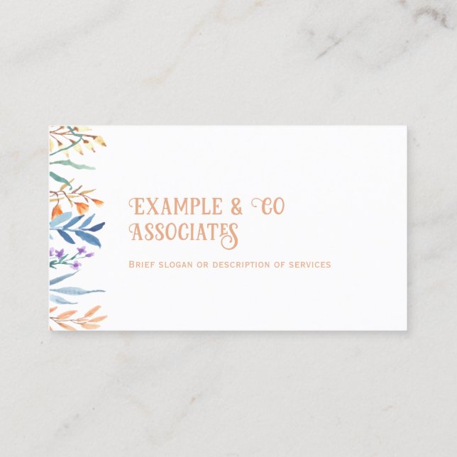 Rustic Wildflowers Business Card (Back)